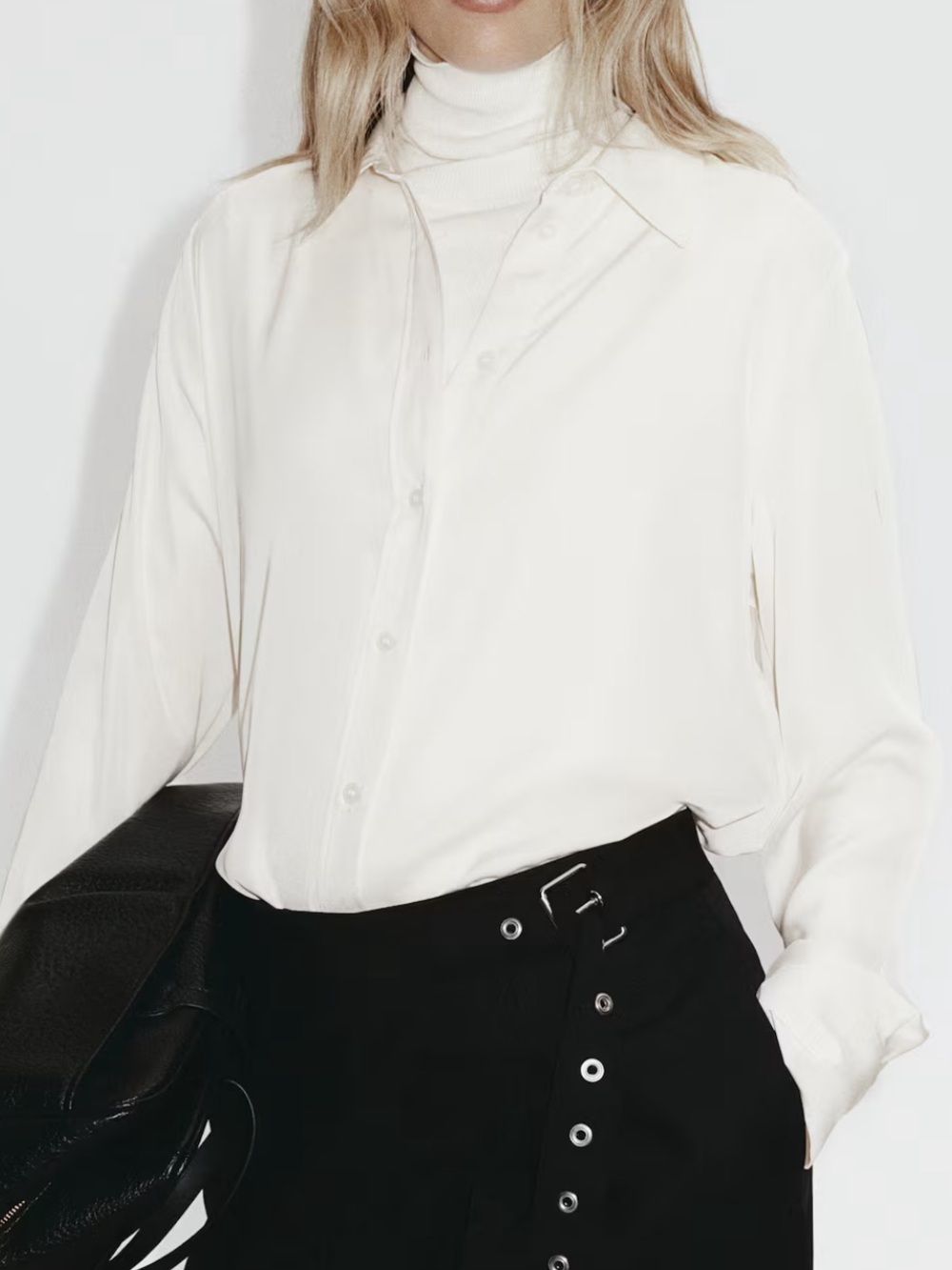 H&M Long white Button up Blouse